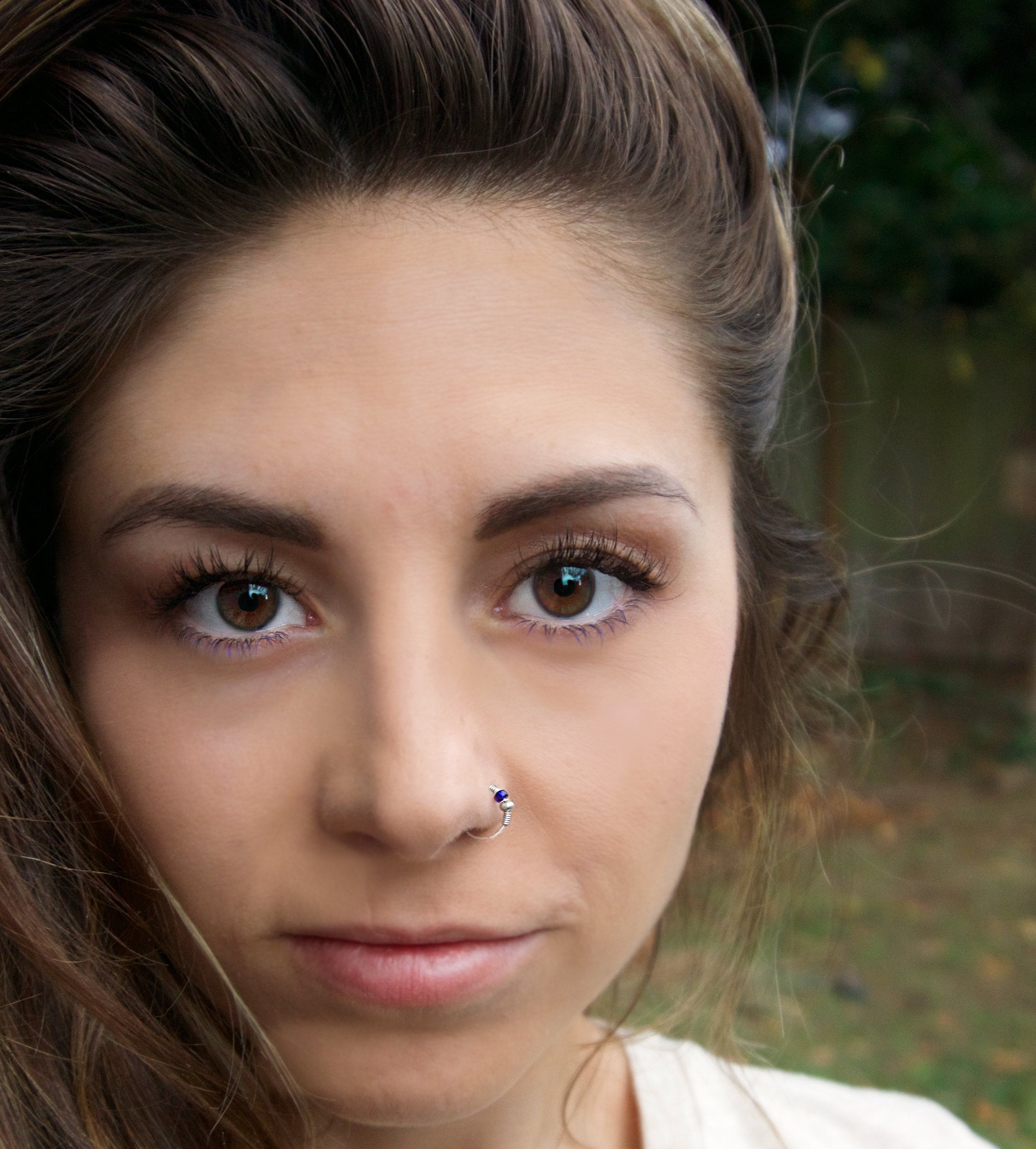 Nose Ring Silver Thin Nose Hoop Tragus Hoop Helix Beaded Etsy