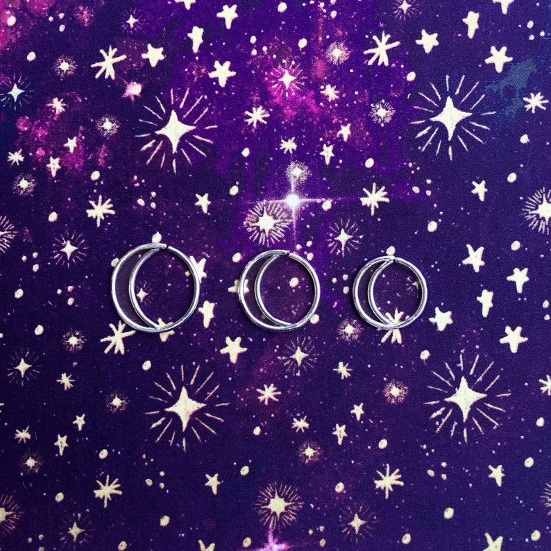 Sterling Silver Moon Nose Ring, 20, 22 Gauge, Half Moon, Nose Ring Hoop, Hoop Nose Ring Tragus Piercing, Septum Piercing Daith Jewelry, Stud image 9