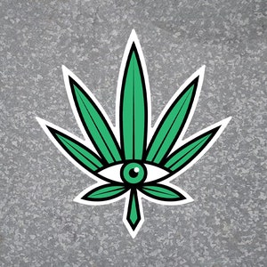 All Seeing Pot Leaf Sticker