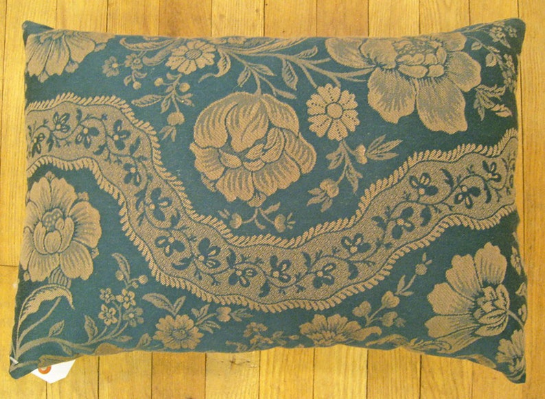 Vintage Decorative Pillow with Floral Chinoiserie size 1'9 x 1'3 image 3