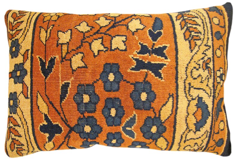 A Pair of Antique Indian Agra rug pillows size 1'8 x 1'2 Each image 8