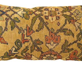 Antique Traditional Floral Carpet Pillow; size 2'0 x 1'3