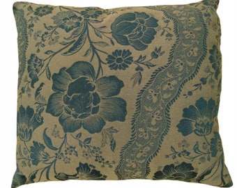 Vintage Decorative Pillow with Directional Floral Pattern; size 22" x 20" (1'10" x 1'8")