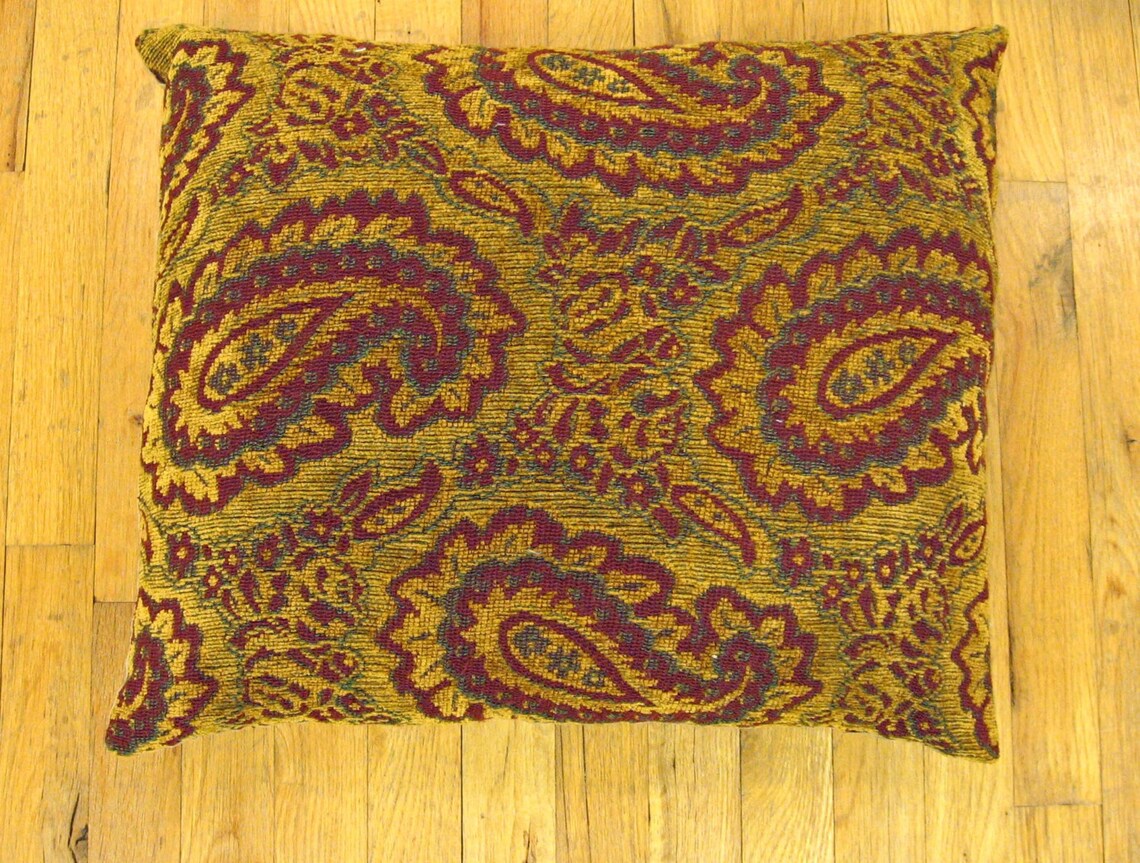 Vintage Decorative Pillow With Large Paisley Design, Size 22 X 18 1'10