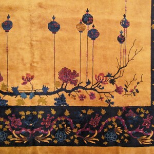 Antique Chinese Oriental Rug, in Room Size, W Chinese Motifs and Flowers image 5