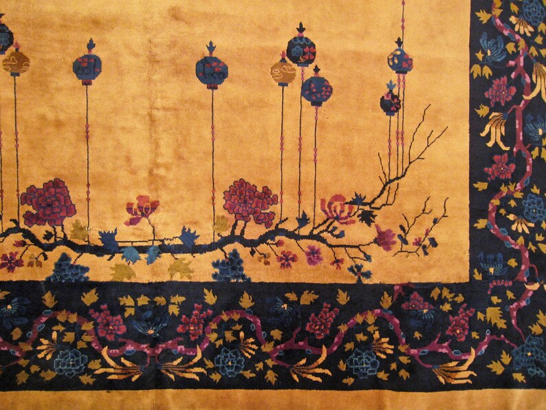Antique Chinese Oriental Rug, in Room Size, W Chinese Motifs and Flowers image 5