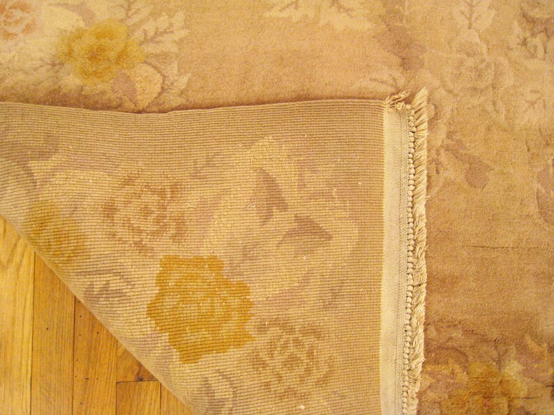 Vintage Chinese Art Deco Oriental Rug, in Gallery Size, W Flowers and Ivory Tone image 7