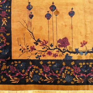 Antique Chinese Oriental Rug, in Room Size, W Chinese Motifs and Flowers image 4