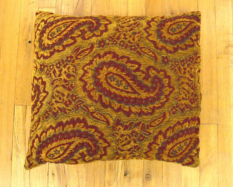 Vintage Decorative Pillow with Large Paisley Design size Etsy