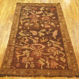 Vintage Bessarabian Kilim Rug, in Gallery Size, with Stylized Foliate Design image 2