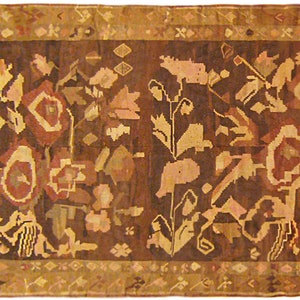 Vintage Bessarabian Kilim Rug, in Gallery Size, with Stylized Foliate Design image 1