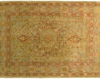 Antique Traditional Oriental Rug in Small Size with Medallion and Soft Colors