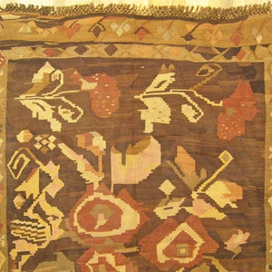 Vintage Bessarabian Kilim Rug, in Gallery Size, with Stylized Foliate Design image 7
