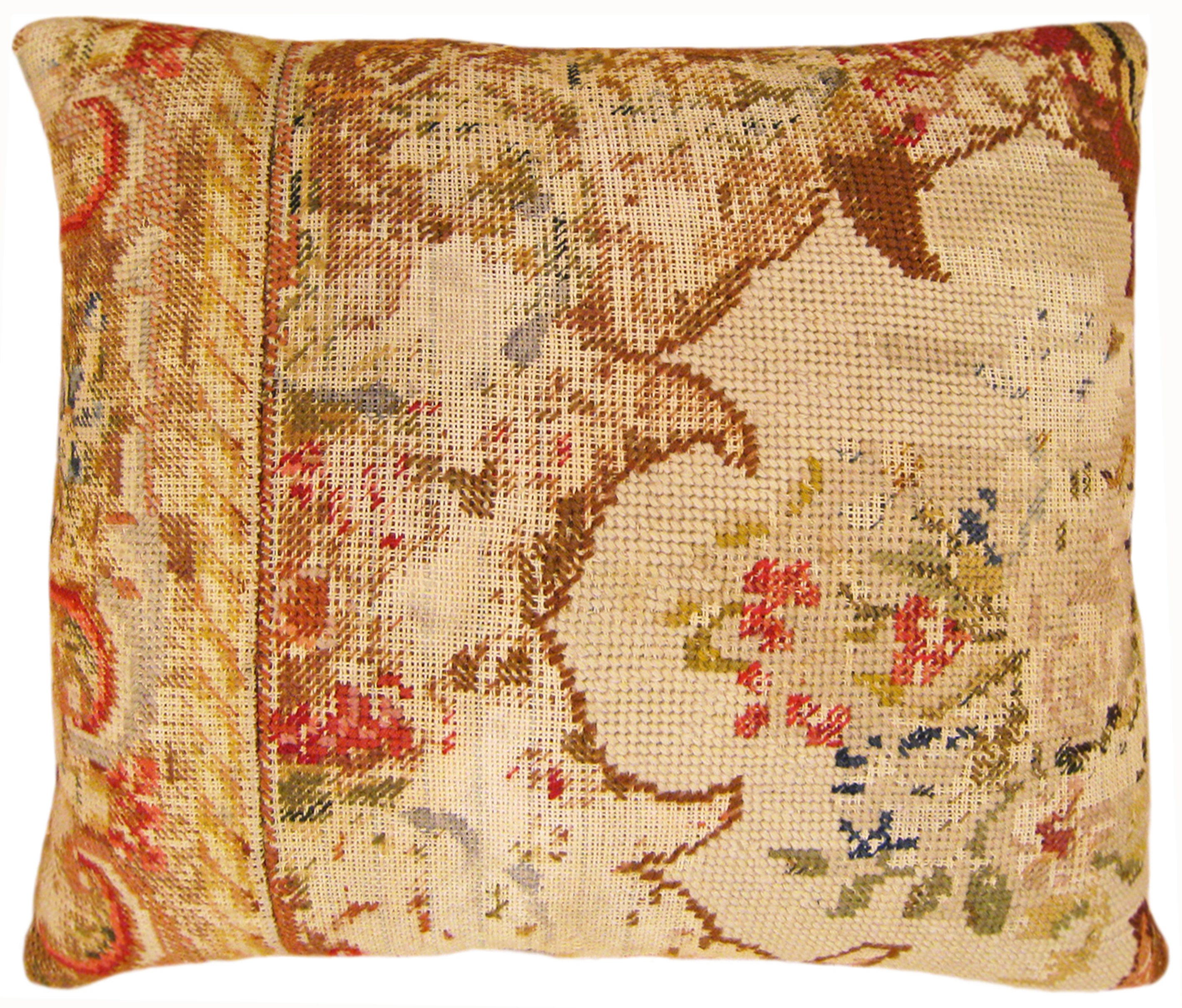 Vintage Decorative English Needlepoint Pillow With Terracotta Etsy