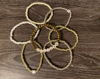 Pulseras navideñas / Pulseras de Navidad / Plata y oro / Estrella / Pulseras de cuentas