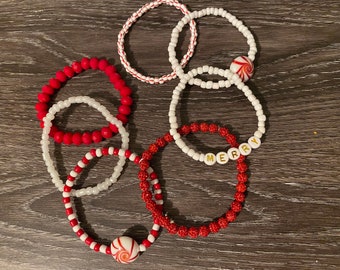 Pulsera navideña / Menta / Pulsera de Navidad / Pulsera con cuentas