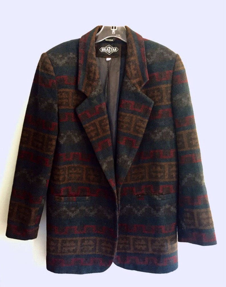 Women/'s Braetan Vintage 90s Southwestern Wool Blend Blazer