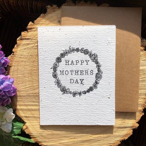Carte de graines de fleurs sauvages pour la fête des mères, dessinée à la main, stylo et encre