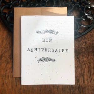 Carte Bon Anniversaire - avec papier de graines de fleurs sauvages plantable | Carte de note à la main, stylo et encre
