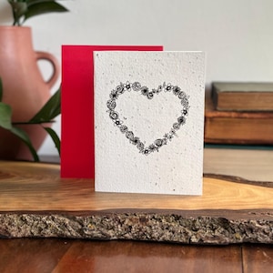 Papier floral pour graines de fleurs sauvages à planter COEUR - Texte personnalisé
