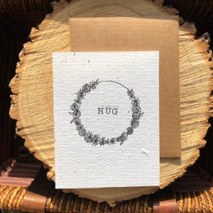 Hug Card Plantable Wildflower Seed Paper - Carte de notes dessinée à la main, stylo et encre