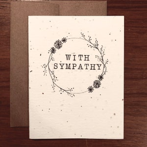 Avec carte de sympathie - avec papier de graines de fleurs sauvages plantable| Carte de note dessinée à la main, stylo et encre