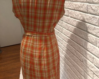 31” waist! Vintage 50s cotton dress, handmade.