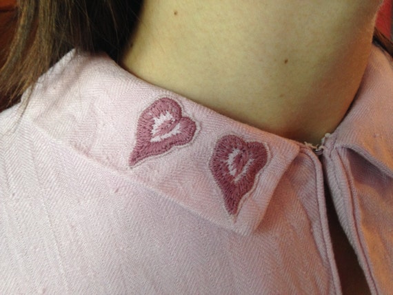 1950s pink linen wiggle dress