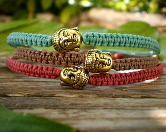 buddha head bracelet, yoga jewelry for kids, stacking bracelets, macrame layering bracelet, tibetan meditation spiritual energy gift boho