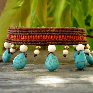 ethnic macrame ankle bracelet, festival anklet