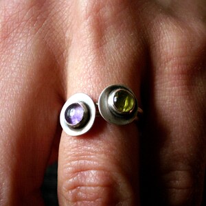 silver ring with Amethyst gemstone small abstract image 3