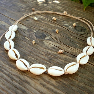 shell necklace cowrie shell choker macrame