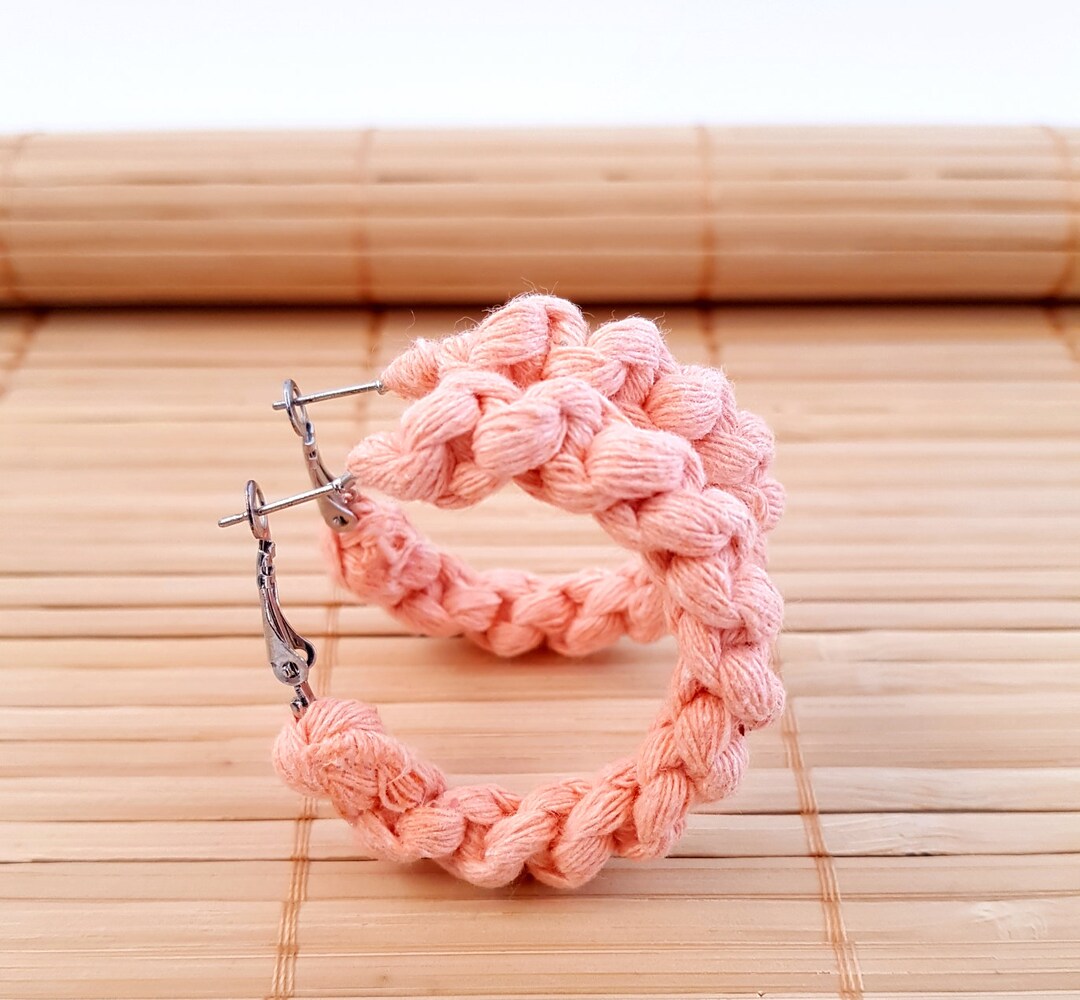 Boucles D'oreilles Cerceau Africain Panier Or Rose - Fait Main, Bijou Ethnique - Cadeau Original