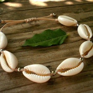 cowrie shell bracelet, seashell beach jewelry. natural sea shell accessories adjustable. hawwai delicate boho wedding gift for bridesmaid image 5