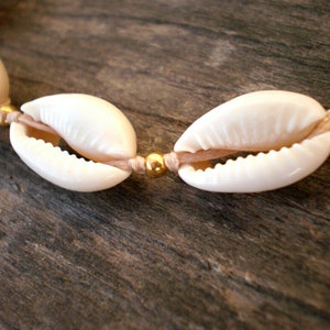 cowrie shell bracelet, seashell beach jewelry. natural sea shell accessories adjustable. hawwai delicate boho wedding gift for bridesmaid image 2