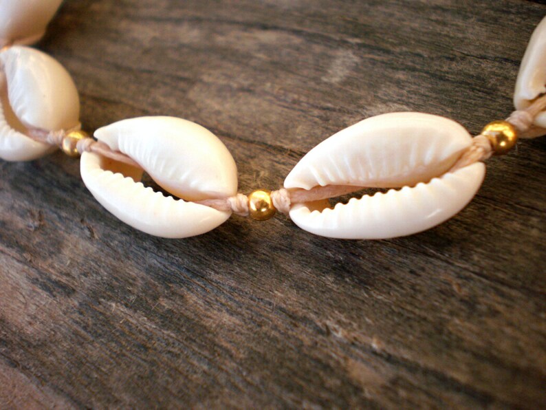 cowrie shell bracelet, seashell beach jewelry. natural sea shell accessories adjustable. hawwai delicate boho wedding gift for bridesmaid image 2