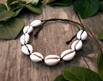 cowrie shell macrame anklet adjustable