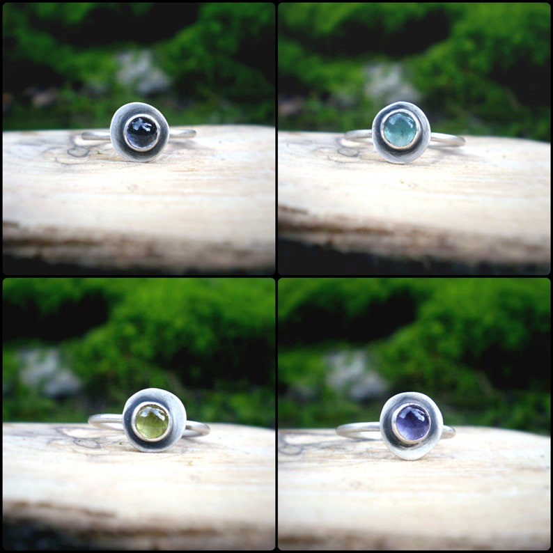 silver ring with Amethyst gemstone small abstract image 6