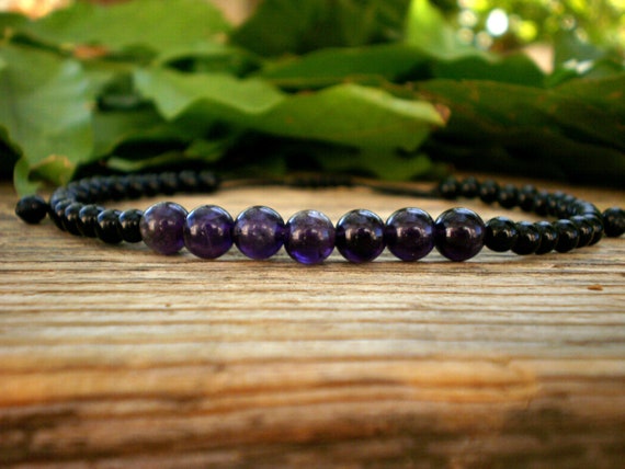 Mens amethyst bracelet sale