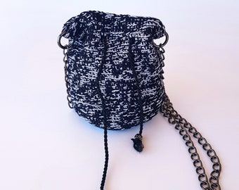 pouch bag crochet, black evening purse handmade