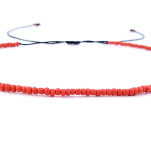 red choker necklace with seed beads