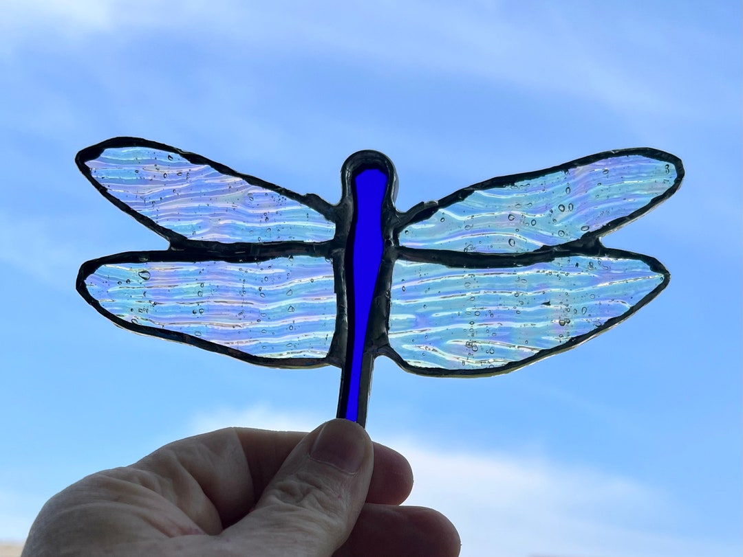 Stained Glass Dragonfly Garden Stake Etsy