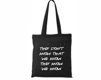 Friends Tote Bag: Phoebe Buffay Quote (Black Cotton, 40cm)