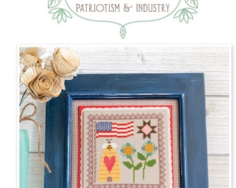 Prim Stitch Series No. 1- Patrón de punto de cruz patriotismo e industria