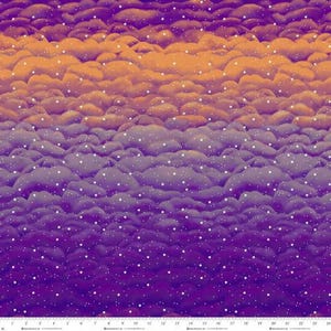 After Life Party - Nuages et étoiles violets multicolores : vendu par 1/2 mètre