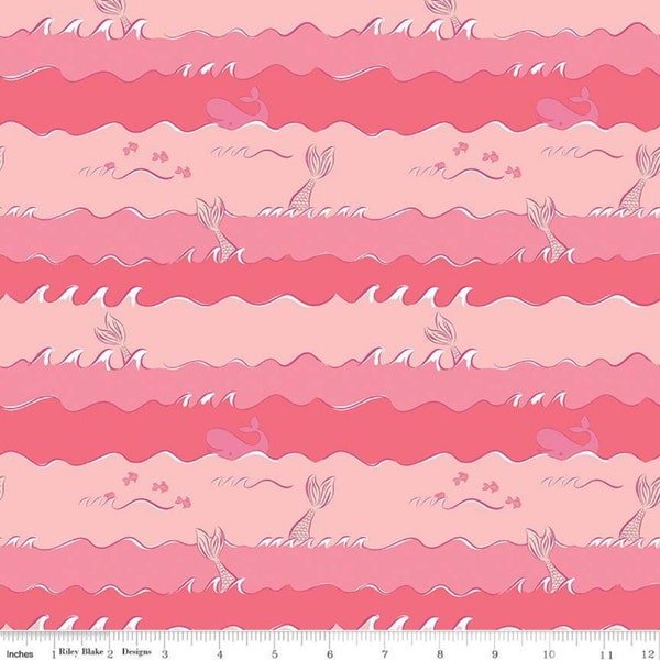Ahoy! Mermaids- Oceans Coral: Sold By The 1/2 Yard- Cut Continuously