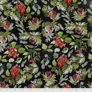 Christmastime- immergrün Floral schwarz