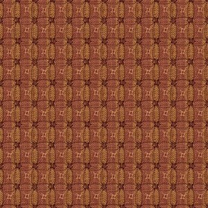 Könnte beinhalten: Nahaufnahme eines sich wiederholenden Musters aus gewebtem Stoff. Das Muster zeigt eine Reihe kleiner, quadratischer Designs mit einem sternartigen Element in der Mitte. Die Farbpalette besteht aus Braun- und Beigetönen.