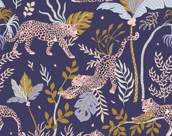 Magic of Serengeti- Navy Leopard / Sold by the 1/2 Yard - Cut Continuously