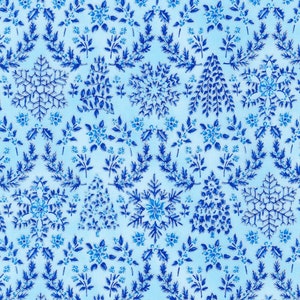 Holiday Flourish Snow Flower- Sky Flourish Stripe Silver Metallic